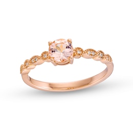 Morganite and Diamond Accent Art Deco Ring in 10K Rose Gold