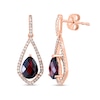 Thumbnail Image 1 of EFFY™ Collection Pear-Shaped Rhodolite Garnet and 1/3 CT. T.W. Diamond Open Frame Drop Earrings in 14K Rose Gold