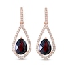 Thumbnail Image 2 of EFFY™ Collection Pear-Shaped Rhodolite Garnet and 1/3 CT. T.W. Diamond Open Frame Drop Earrings in 14K Rose Gold