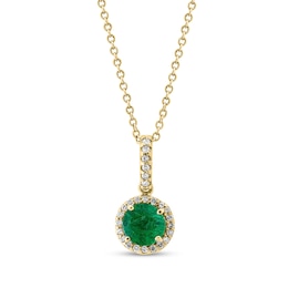EFFY™ Collection Emerald and 1/10 CT. T.W. Diamond Frame Pendant 14K Gold