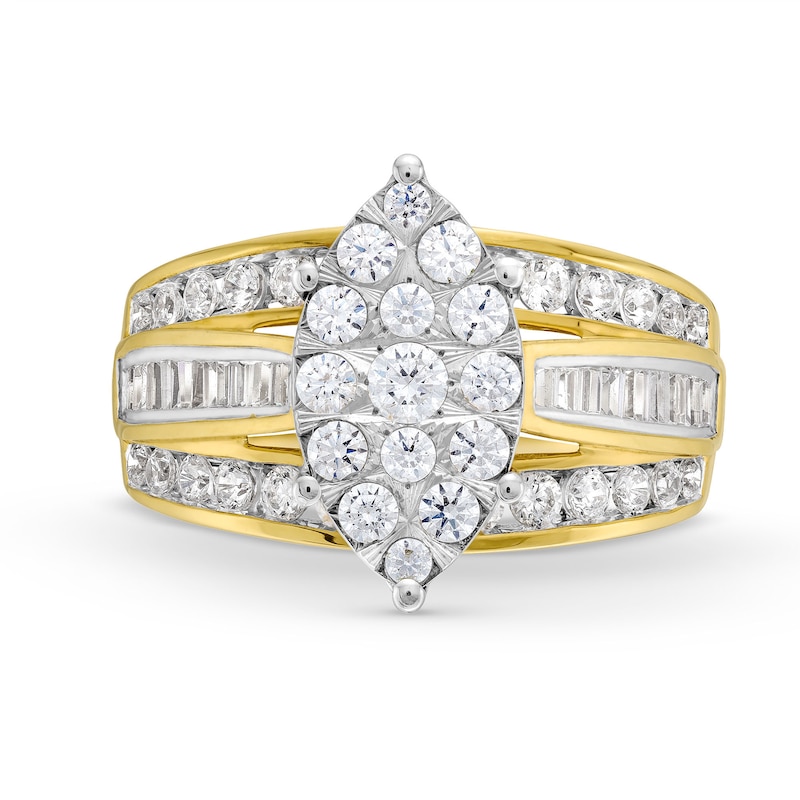 Main Image 4 of 1-1/2 CT. T.W. Marquise-Shaped Multi-Diamond Engagement Ring in 10K Gold