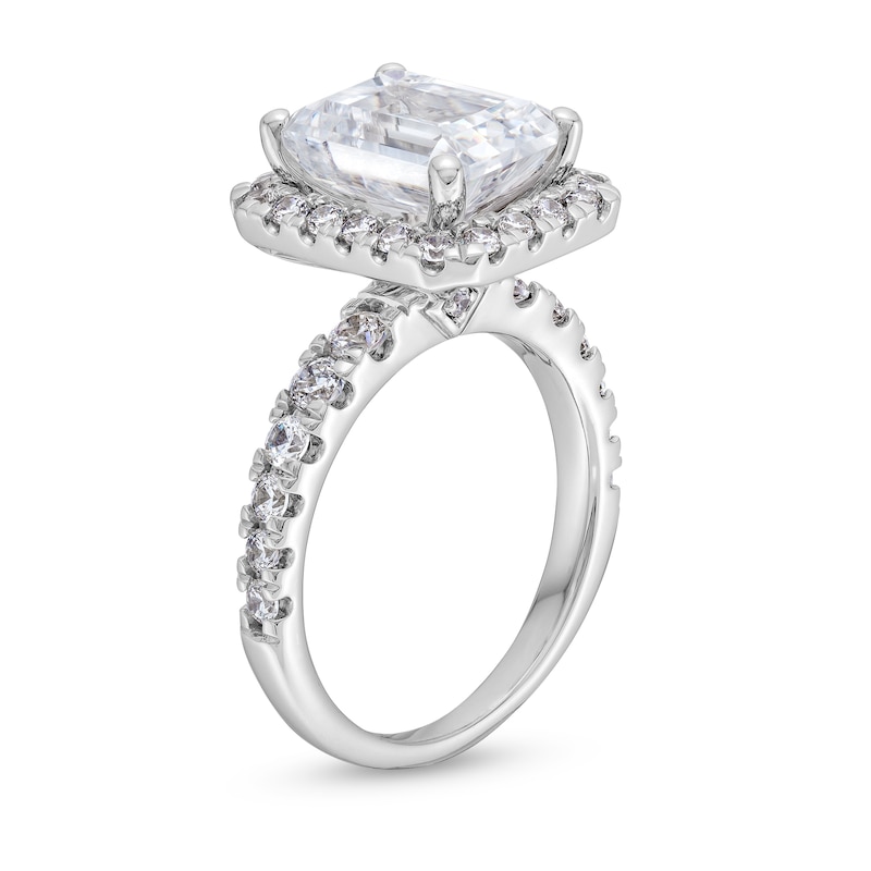 Main Image 3 of 4 CT. T.W. Emerald-Cut Certified Lab-Created Diamond Frame Engagement Ring in 14K White Gold (F/VS2)