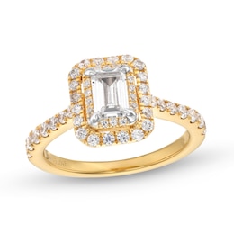 Vera Wang Love Collection 1-1/3 CT. T.W. Emerald-Cut Diamond Double Frame Engagement Ring in 14K Gold