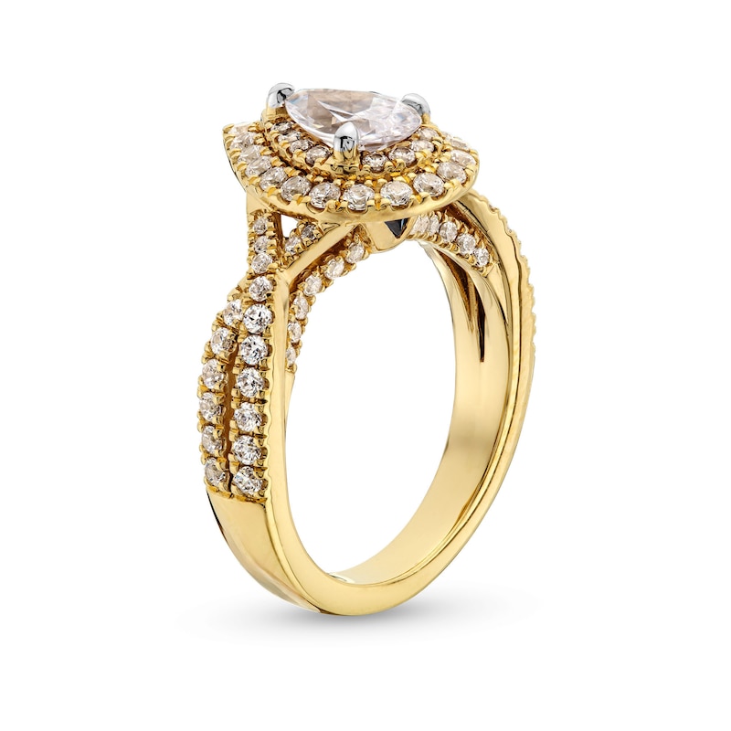 Main Image 3 of Vera Wang Love Collection 1-5/8 CT. T.W. Pear Framed Diamond Engagement Ring in 14K Gold (I/SI2)