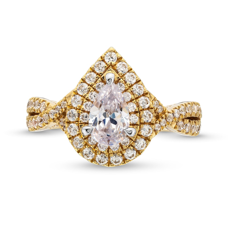 Main Image 4 of Vera Wang Love Collection 1-5/8 CT. T.W. Pear Framed Diamond Engagement Ring in 14K Gold (I/SI2)