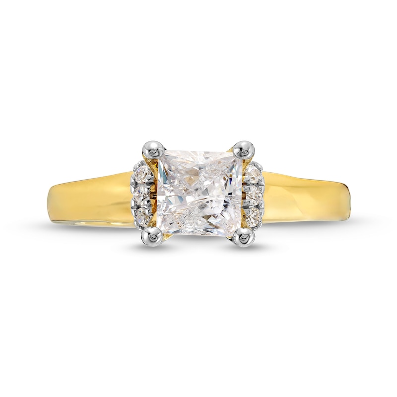 Main Image 4 of Vera Wang Love Collection 1-1/8 CT. T.W. Princess-Cut Diamond Collar Engagement Ring in 14K Gold (I/SI2)