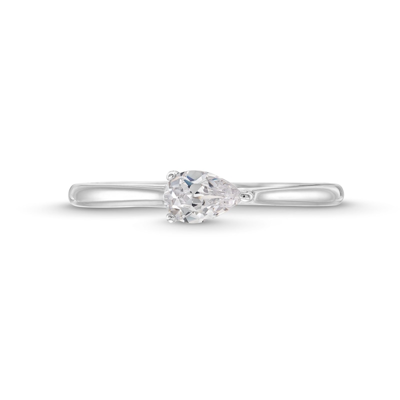 Main Image 4 of 1/4 CT. Pear-Shaped Diamond Sideways Solitaire Engagement Ring in 14K White Gold (I/I1)