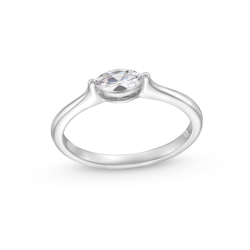 Main Image 1 of 1/4 CT. Marquise Diamond Sideways Solitaire Engagement Ring in 14K White Gold (I/I1)