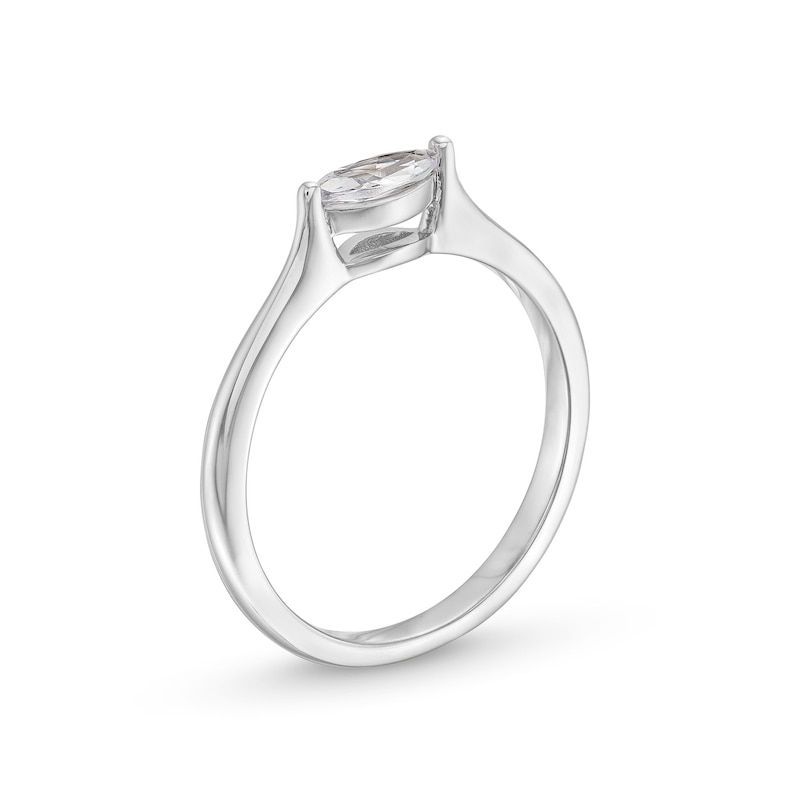 Main Image 3 of 1/4 CT. Marquise Diamond Sideways Solitaire Engagement Ring in 14K White Gold (I/I1)