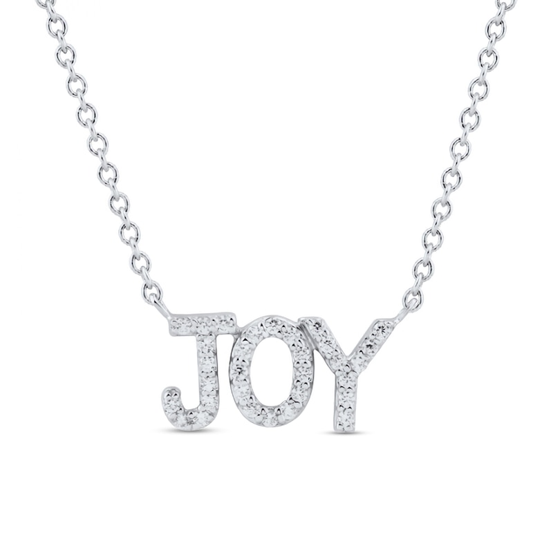 1/10 CT. T.W. Diamond "JOY" Necklace in Sterling Silver - 17.5"