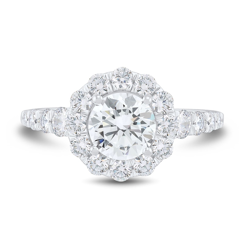 2-1/4 CT. T.W. Diamond Flower Frame Engagement Ring in 14K White Gold ...