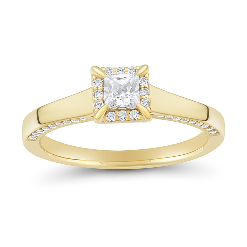 1/2 CT. T.W. Princess-Cut Diamond Square Frame Engagement Ring in 14K Gold