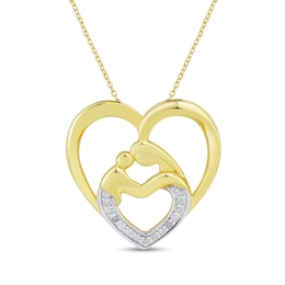 1/10 CT. T.W. Diamond Motherly Love Heart Pendant in 10K Gold