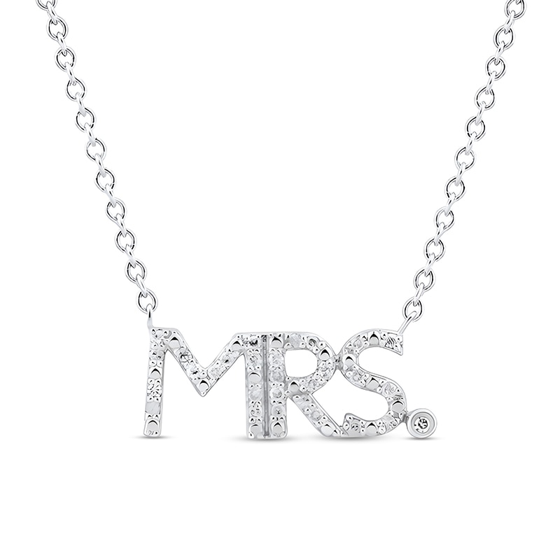 Main Image 1 of 1/10 CT. T.W. Diamond &quot;MRS.&quot; Necklace in Sterling Silver - 17.5&quot;