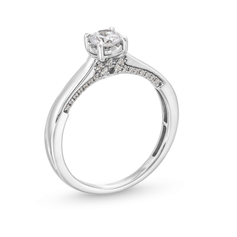 Main Image 3 of 1/2 CT. T.W. Diamond Edge Engagement Ring in 14K White Gold (I/I2)