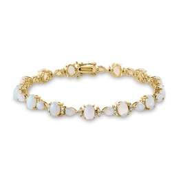 EFFY™ Collection Opal and 3/8 CT. T.W. Diamond Line Bracelet in 14K Gold