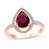 Thumbnail Image 1 of EFFY™ Collection Pear-Shaped Rhodolite Garnet and 1/4 CT. T.W. Diamond Open Frame Ring in 14K Rose Gold