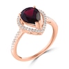 Thumbnail Image 2 of EFFY™ Collection Pear-Shaped Rhodolite Garnet and 1/4 CT. T.W. Diamond Open Frame Ring in 14K Rose Gold