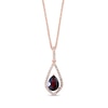 Thumbnail Image 1 of EFFY™ Collection Pear-Shaped Rhodolite Garnet and 1/4 CT. T.W. Diamond Open Frame Pendant in 14K Rose Gold