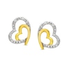 Thumbnail Image 1 of Diamond Accent Tilted Double Heart Stud Earrings in Sterling Silver and 10K Gold Plate