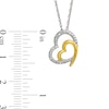 Thumbnail Image 3 of Diamond Accent Tilted Double Heart Pendant in Sterling Silver and 10K Gold Plate