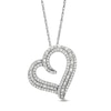 Thumbnail Image 0 of 1/2 CT. T.W. Baguette and Round Diamond Triple Row Tilted Heart Pendant in 10K White Gold