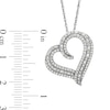 Thumbnail Image 2 of 1/2 CT. T.W. Baguette and Round Diamond Triple Row Tilted Heart Pendant in 10K White Gold