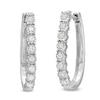 Thumbnail Image 1 of 1/2 CT. T.W. Diamond Miracle Oval Hoop Earrings in Sterling Silver