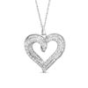 Thumbnail Image 1 of 1 CT. T.W. Baguette and Round Diamond Triple Row Loop Heart Pendant in 10K White Gold