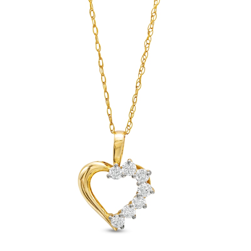 Main Image 1 of 1/4 CT. T.W. Diamond Shadow Heart Pendant in 10K Gold