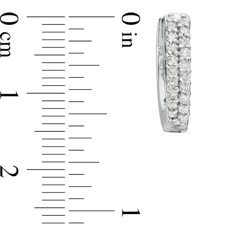 Main Image 3 of 1/5 CT. T.W. Diamond Double Row Huggie Hoop Earrings in Sterling Silver