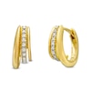 Thumbnail Image 0 of 1/15 CT. T.W. Diamond Triple Row Huggie Hoop Earrings in Sterling Silver with 18K Gold Plate