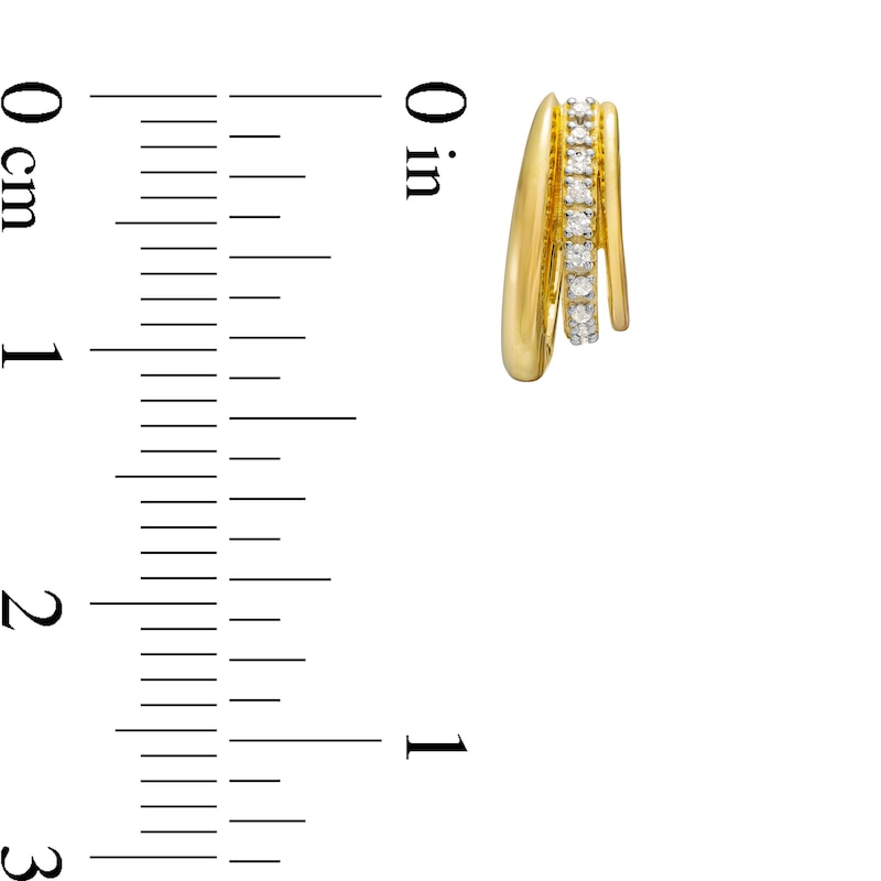 1/15 CT. T.W. Diamond Triple Row Huggie Hoop Earrings in Sterling Silver with 18K Gold Plate