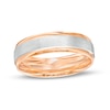 Thumbnail Image 1 of Men's 6.0mm Engravable Brushed Satin Band in 14K Two-Tone Gold (1 Line)