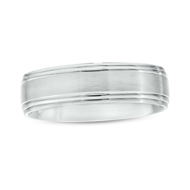 Main Image 1 of Men's 6.0mm Engravable Brushed Satin Band in 14K White Gold (1 Line)