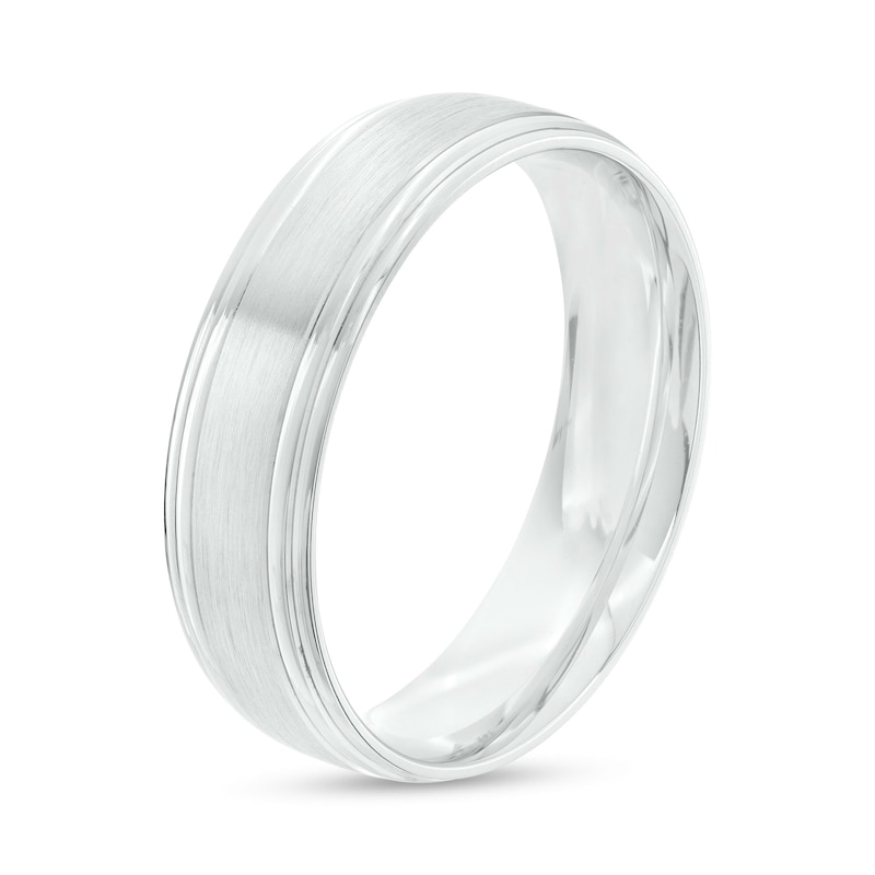 Main Image 3 of Men's 6.0mm Engravable Brushed Satin Band in 14K White Gold (1 Line)