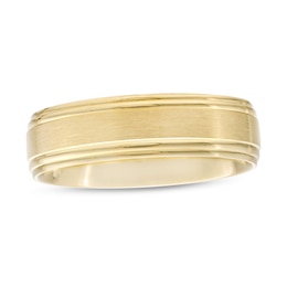 Men's 6.0mm Engravable Brushed Satin Band in 14K Gold (1 Line)