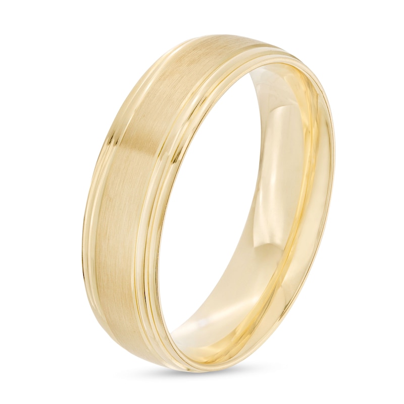 Main Image 3 of Men's 6.0mm Engravable Brushed Satin Band in 14K Gold (1 Line)