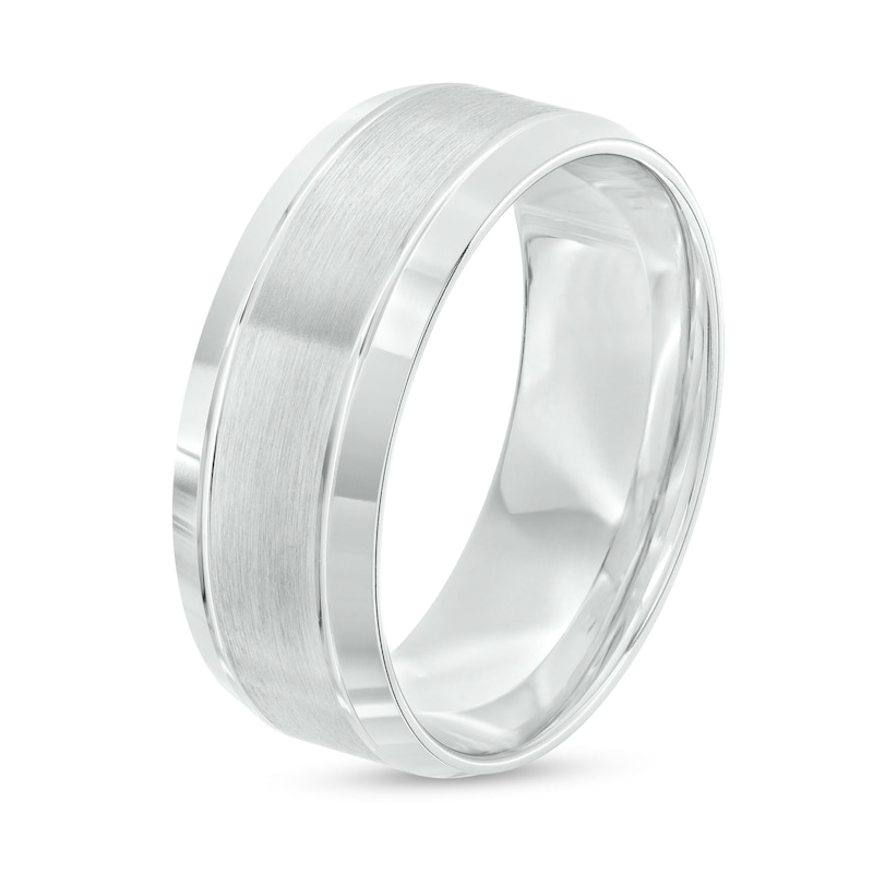 Main Image 3 of Men's 8.0mm Engravable Brushed Satin Band in 14K White Gold (1 Line)