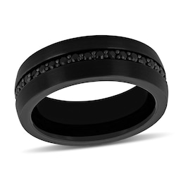 Men's 8.0mm Black Sapphire Wedding Band in Black Ion-Plated Tungsten