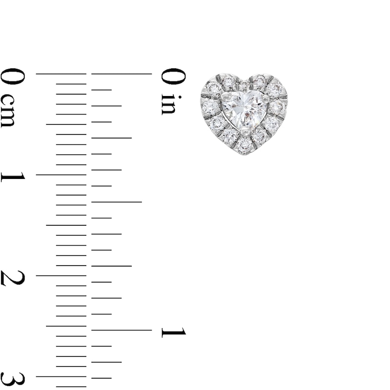 Main Image 3 of 1 CT. T.W. Certified Multi-Lab-Created Diamond Heart Earrings in 14K White Gold (F/SI2)