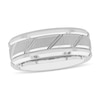 Thumbnail Image 0 of Men's 8.0mm Comfort Fit Diagonal Grooved Tungsten Wedding Band