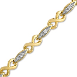1/5 CT. T.W. Diamond Alternating Marquise and Infinity Link Bracelet in 10K Gold - 7.25&quot;