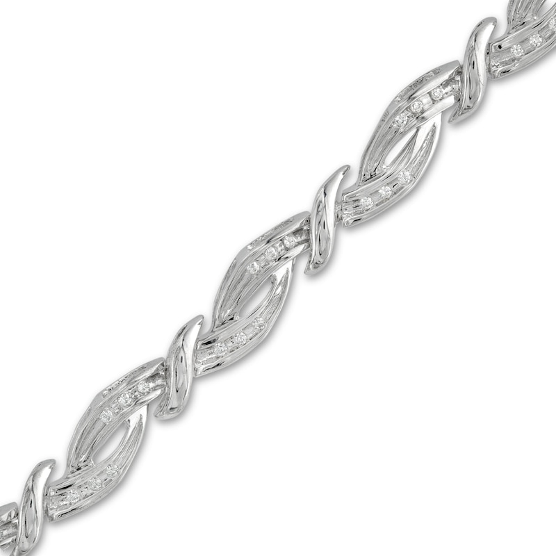 Main Image 1 of 1/4 CT. T.W. Diamond Braid Bracelet in 10K White Gold - 7.25&quot;