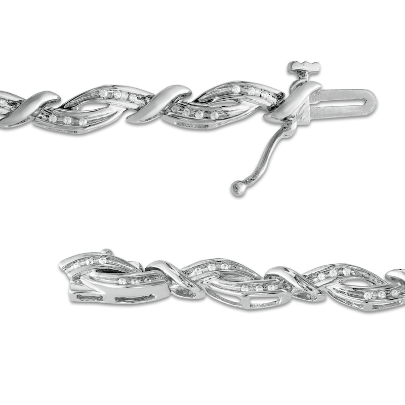 Main Image 3 of 1/4 CT. T.W. Diamond Braid Bracelet in 10K White Gold - 7.25&quot;