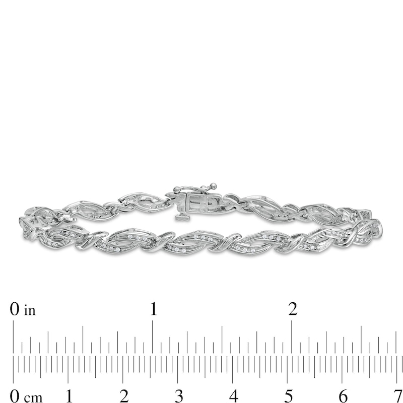 Main Image 4 of 1/4 CT. T.W. Diamond Braid Bracelet in 10K White Gold - 7.25&quot;