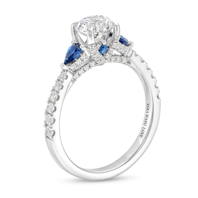 Vera Wang Love Collection 1-1/5 CT. T.W. Diamond and Blue Sapphire Engagement Ring in 14K White Gold