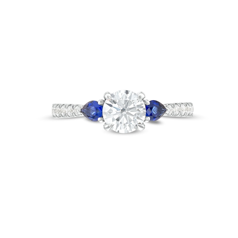 Main Image 4 of Vera Wang Love Collection 1-1/5 CT. T.W. Diamond and Blue Sapphire Engagement Ring in 14K White Gold