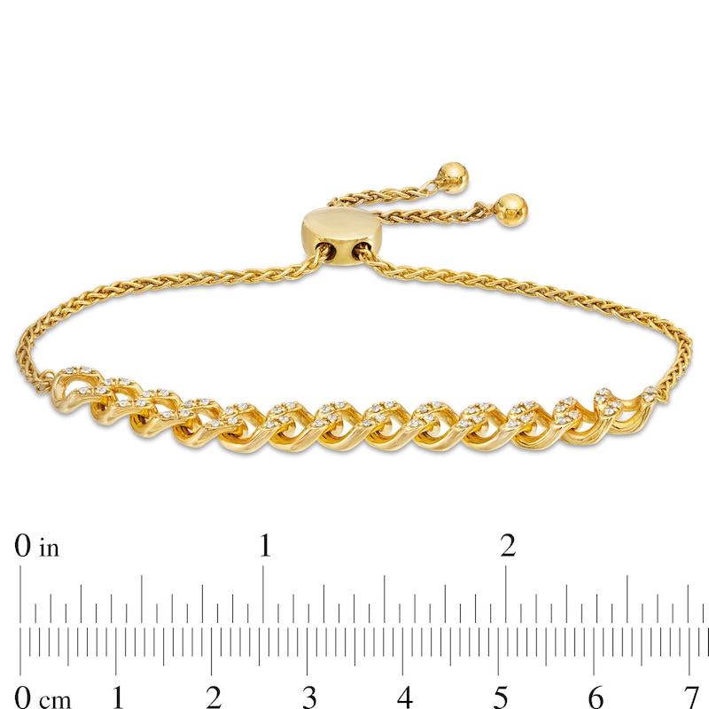1/4 CT. T.W. Diamond Cuban Curb Link Bolo Bracelet in Sterling Silver with 10K Gold Plate - 9.5"