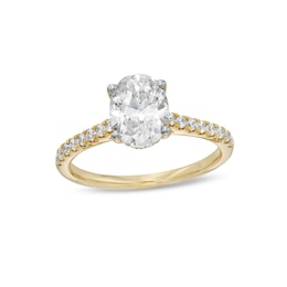 1-3/4 CT. T.W. Certified Oval Lab-Created Diamond Engagement Ring in 14K Gold (F/VS2)